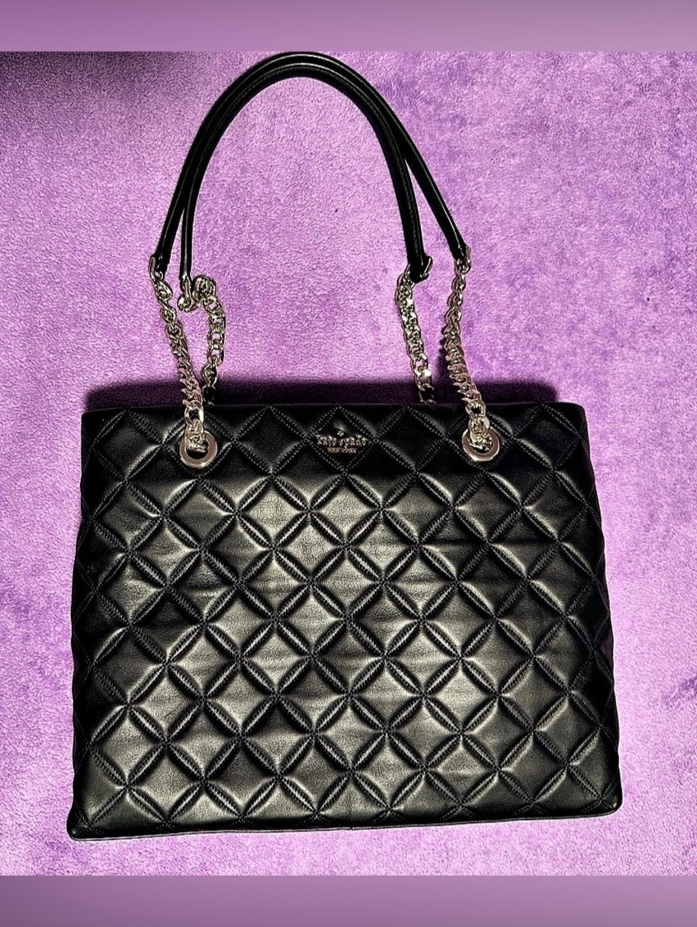 Kate Spade New York Quilted Leather Large Tote Bag Black